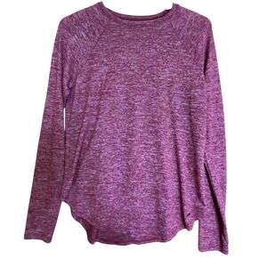Hollister Womens Small Long Sleeve Top Burgundy Heathered Raglan Curved Hem